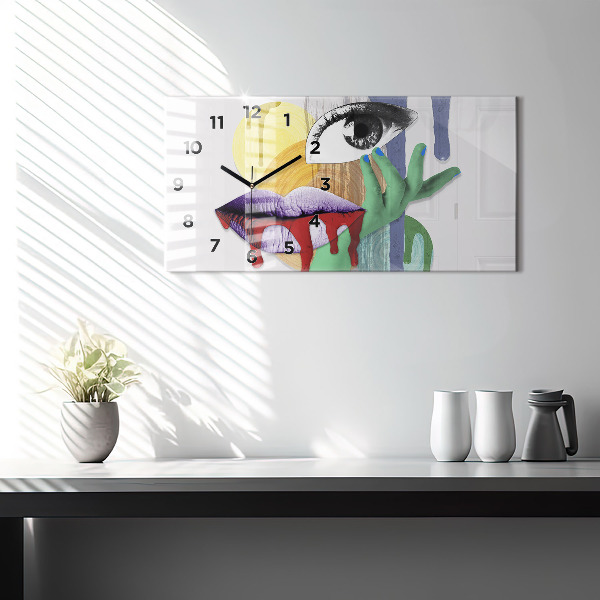 Horizontal wall clock Surrealist collage
