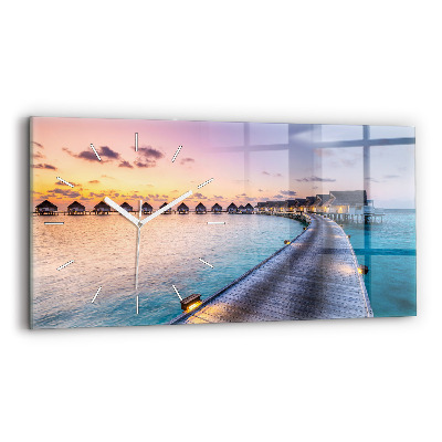 Horizontal wall clock Sunset Maldives
