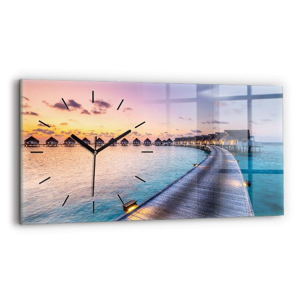Horizontal wall clock Sunset Maldives