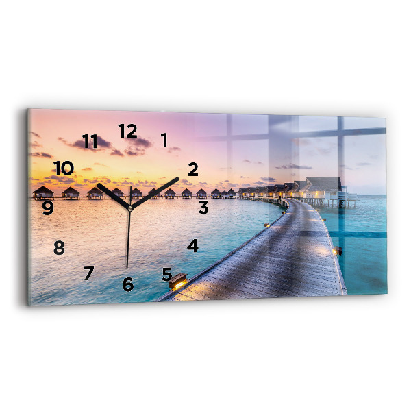Horizontal wall clock Sunset Maldives