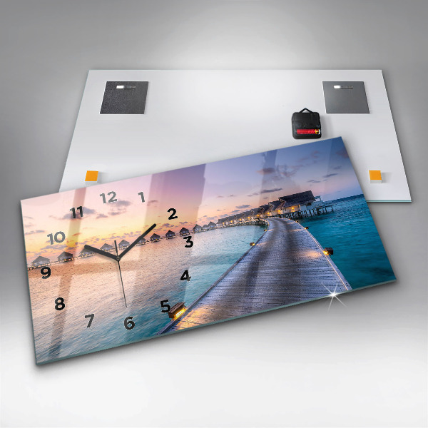 Horizontal wall clock Sunset Maldives