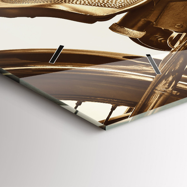 Horizontal wall clock Vintage Motorcycle Sepia