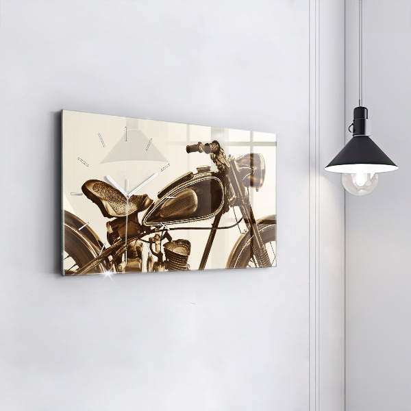 Horizontal wall clock Vintage Motorcycle Sepia