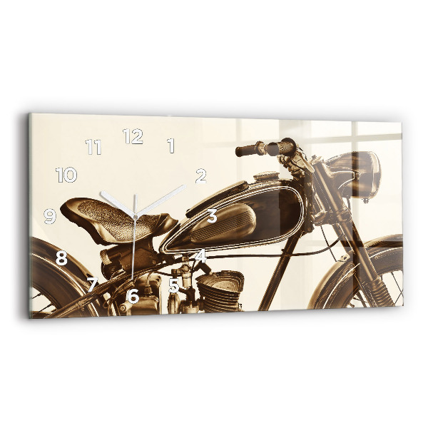 Horizontal wall clock Vintage Motorcycle Sepia