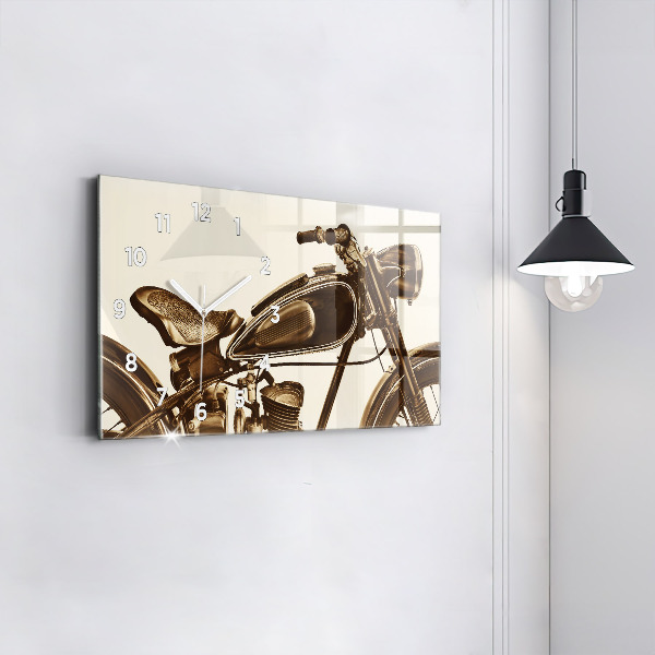 Horizontal wall clock Vintage Motorcycle Sepia