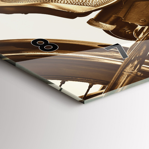 Horizontal wall clock Vintage Motorcycle Sepia