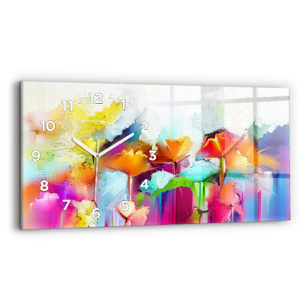 Horizontal wall clock Abstract flowers