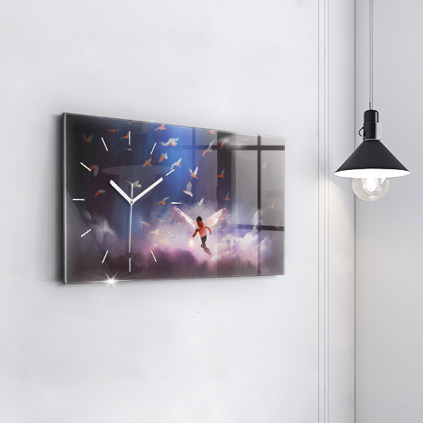 Horizontal wall clock Boy with wings