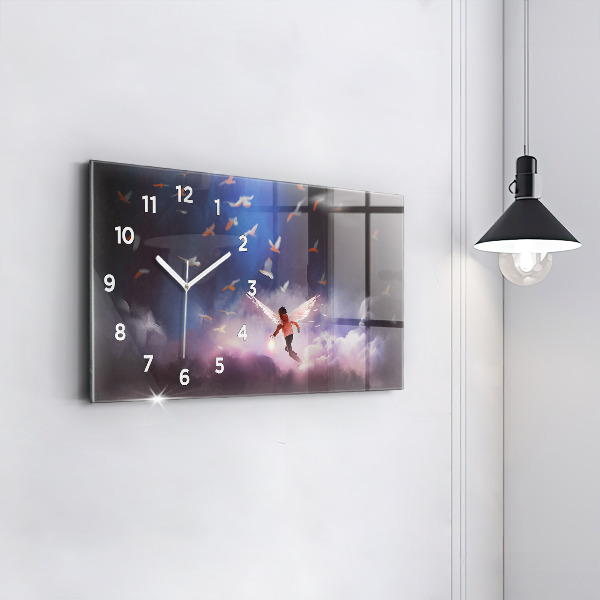 Horizontal wall clock Boy with wings