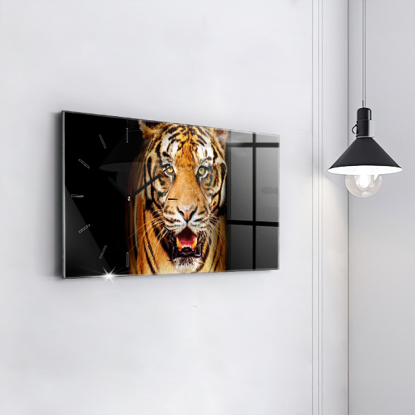 Horizontal wall clock Tiger - wild look