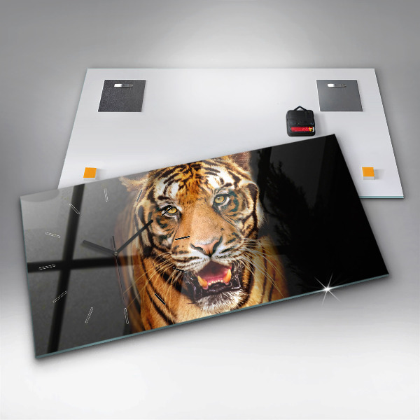 Horizontal wall clock Tiger - wild look