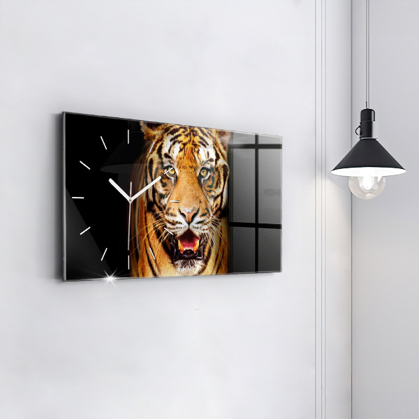 Horizontal wall clock Tiger - wild look