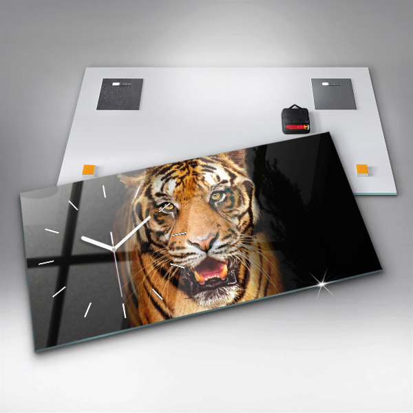 Horizontal wall clock Tiger - wild look