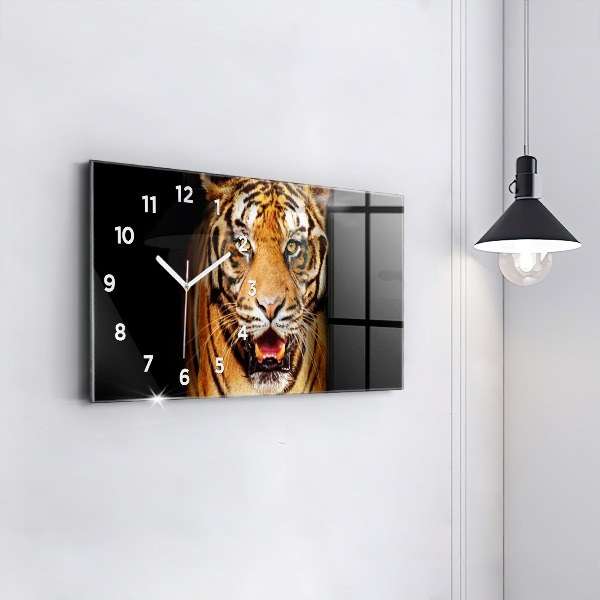 Horizontal wall clock Tiger - wild look
