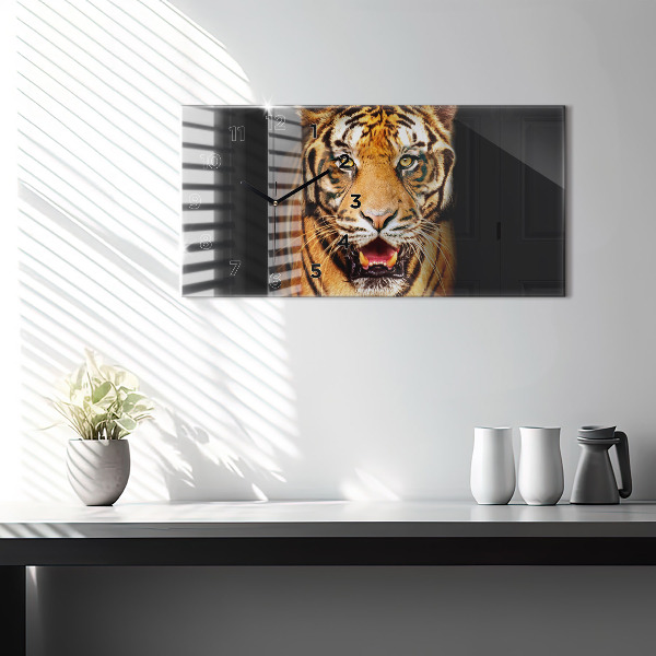 Horizontal wall clock Tiger - wild look