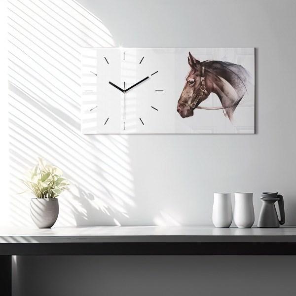 Horizontal wall clock Painted Horse Profile