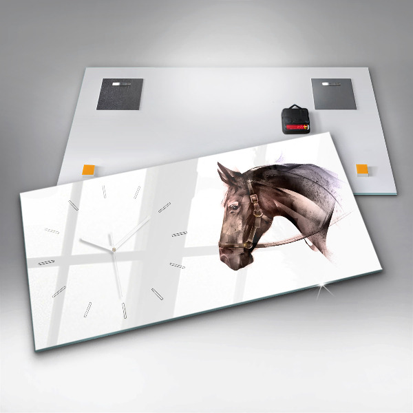 Horizontal wall clock Painted Horse Profile