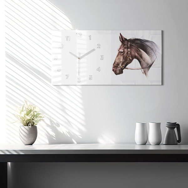 Horizontal wall clock Painted Horse Profile