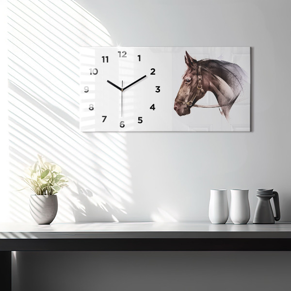 Horizontal wall clock Painted Horse Profile