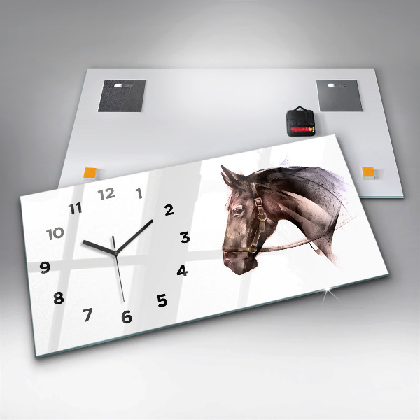 Horizontal wall clock Painted Horse Profile