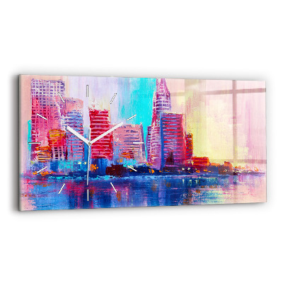 Horizontal wall clock Skyscraper abstraction