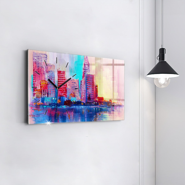 Horizontal wall clock Skyscraper abstraction