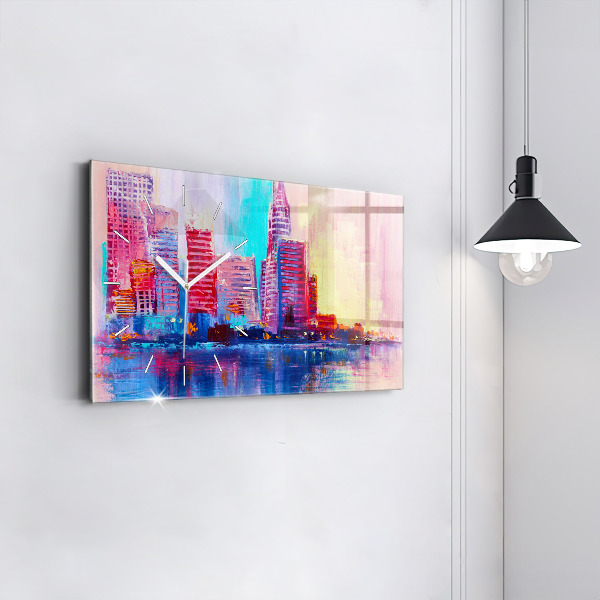 Horizontal wall clock Skyscraper abstraction