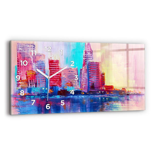 Horizontal wall clock Skyscraper abstraction