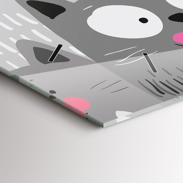 Horizontal wall clock Pattern with cats