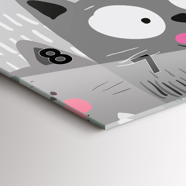 Horizontal wall clock Pattern with cats
