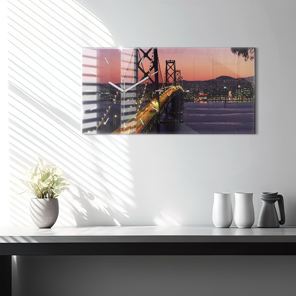 Horizontal wall clock USA sunset