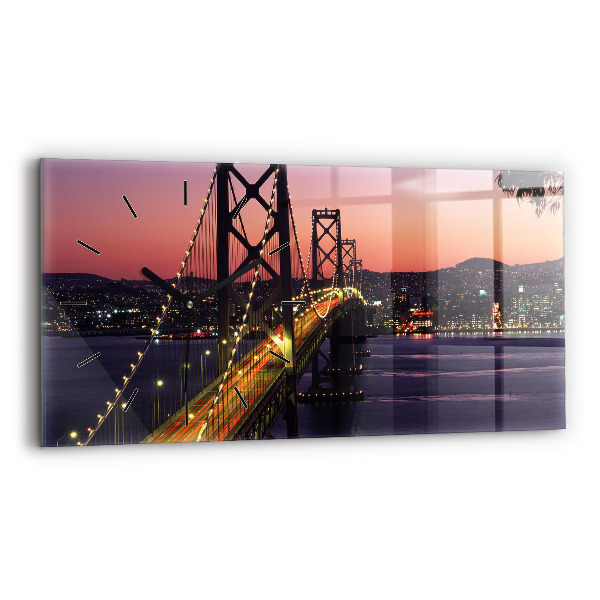 Horizontal wall clock USA sunset