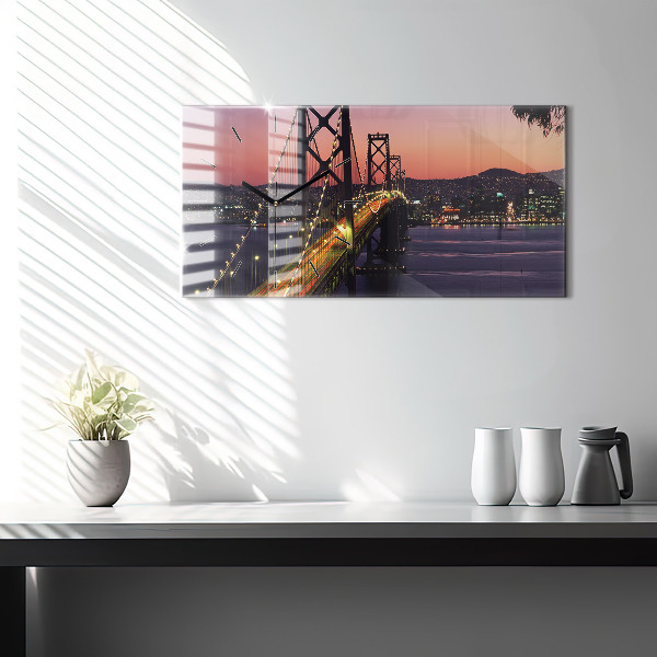 Horizontal wall clock USA sunset