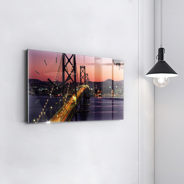 Horizontal wall clock USA sunset