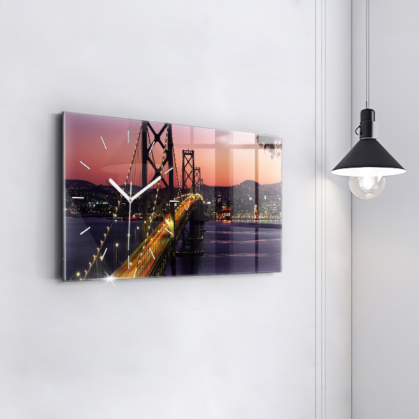 Horizontal wall clock USA sunset