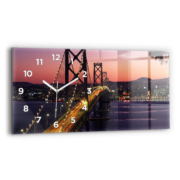 Horizontal wall clock USA sunset