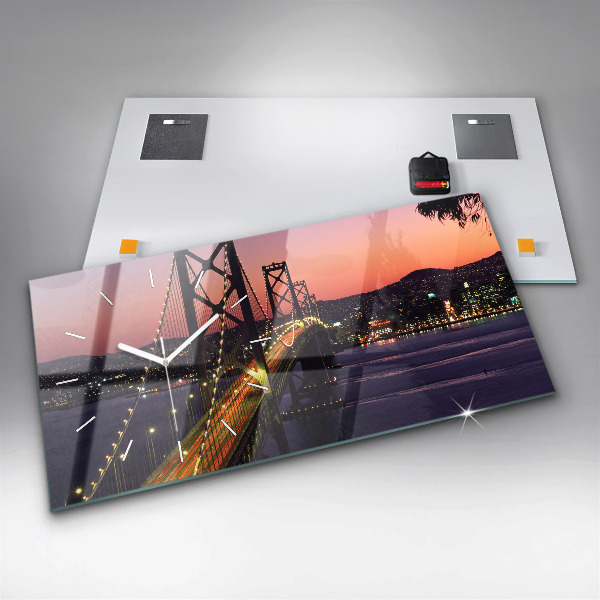 Horizontal wall clock USA sunset