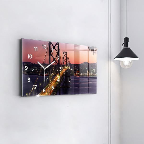 Horizontal wall clock USA sunset