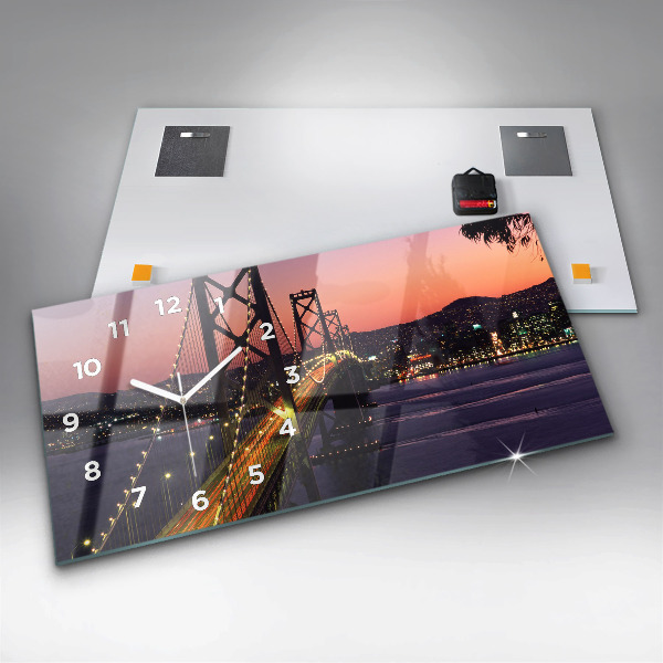 Horizontal wall clock USA sunset