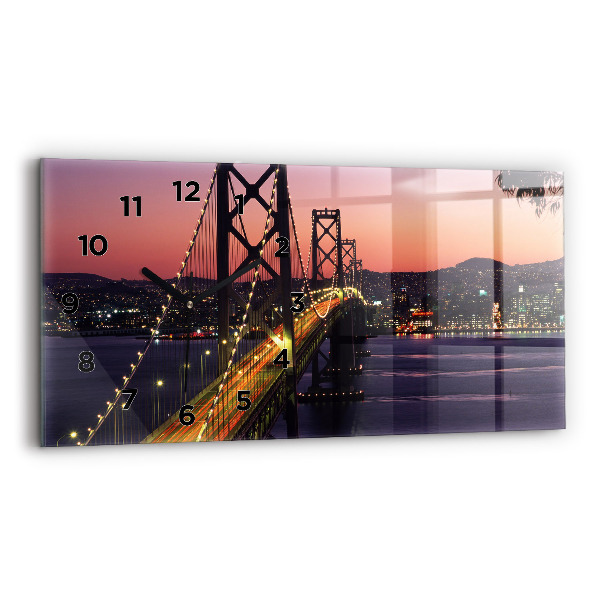 Horizontal wall clock USA sunset