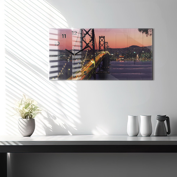 Horizontal wall clock USA sunset