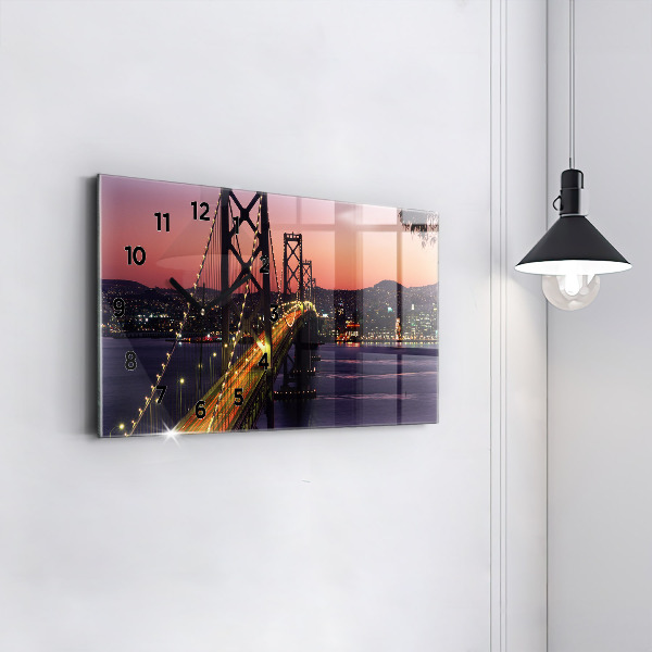 Horizontal wall clock USA sunset