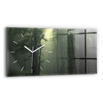 Horizontal wall clock Misty forest in the morning