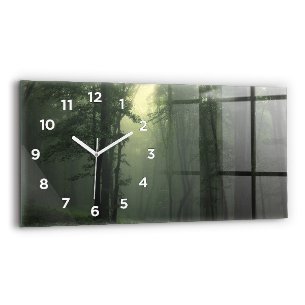 Horizontal wall clock Misty forest in the morning