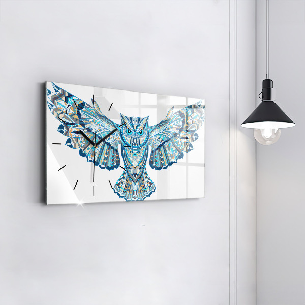 Horizontal wall clock Owl in flight