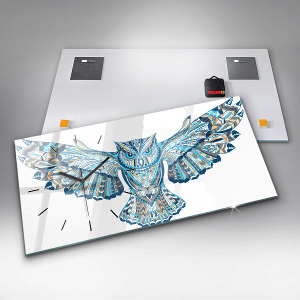 Horizontal wall clock Owl in flight