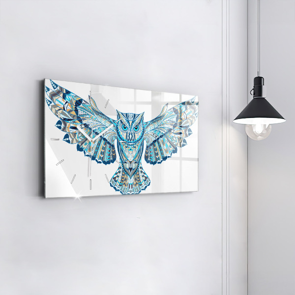 Horizontal wall clock Owl in flight