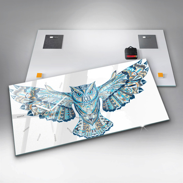 Horizontal wall clock Owl in flight