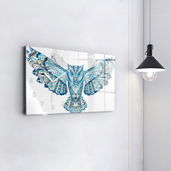 Horizontal wall clock Owl in flight