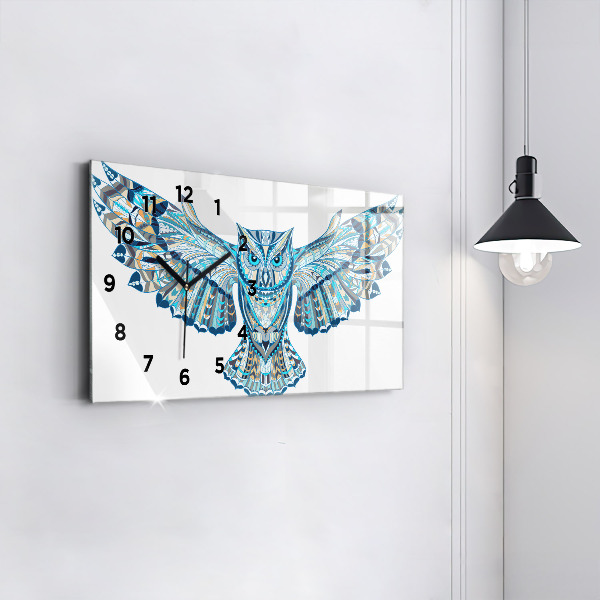 Horizontal wall clock Owl in flight